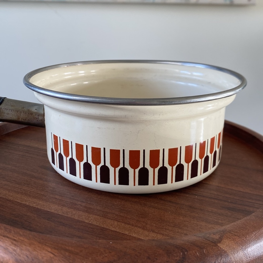 Vintage Moneta Italy Mid Century Enamelware  Cookware - Sauce Pot